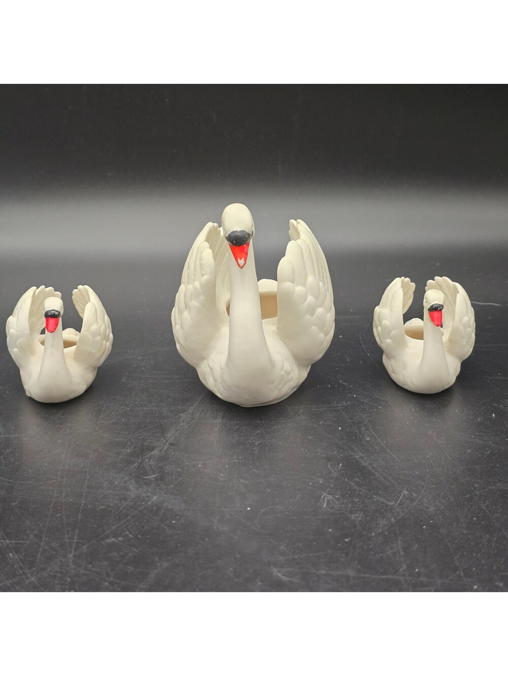 Vintage Goebel Germany White Porcelain Swan Family Set of 3 Figurine ZV 103